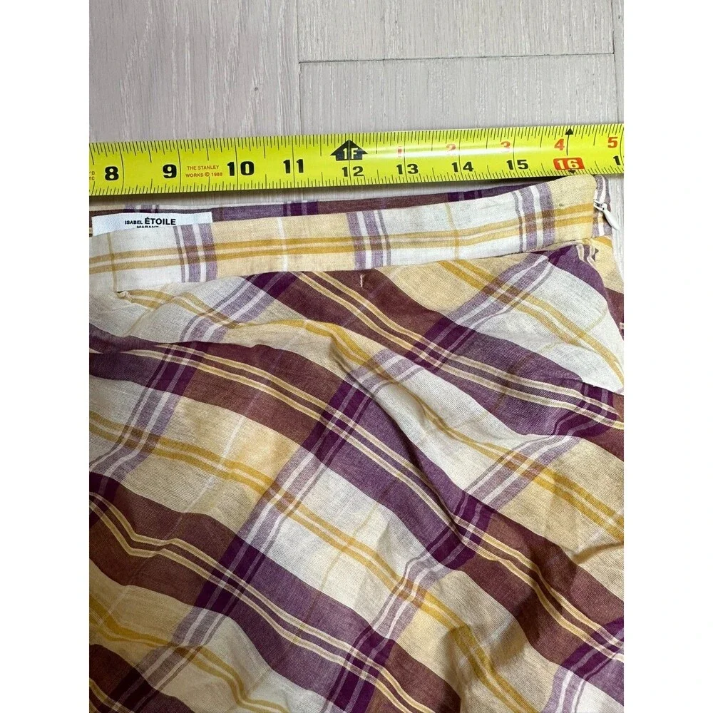 Isabel Marant Plaid Mini Skirt Chic Preppy Cotton Classic Academia Western XL